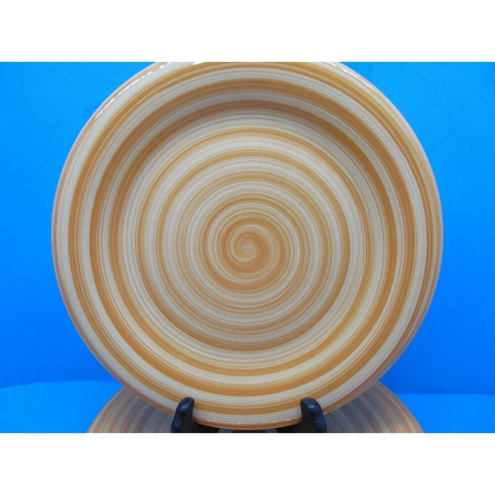 Colormate Spiral  Yellow Plates Light Use But Does Have Crazing Set Of 5 Plate